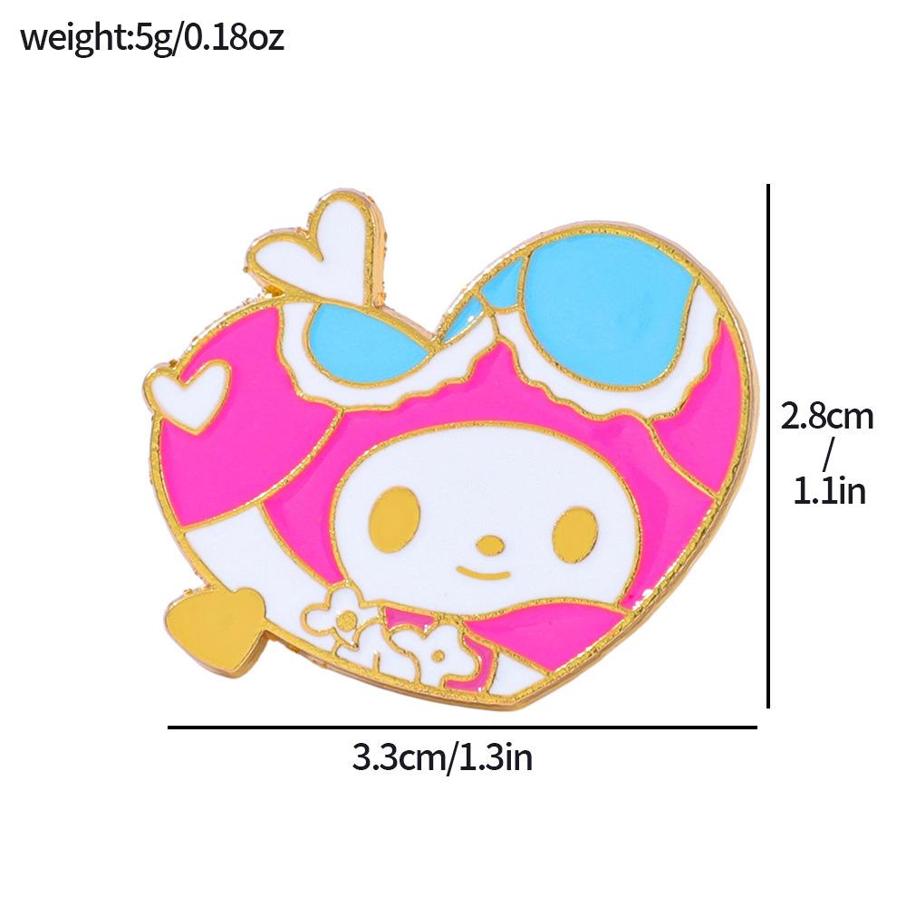 Soft Cute Sanrio Metal Badge Love Styling Kulomie Melody Jade Cinnamon Dog Alloy Brooch
