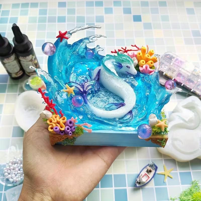 Sleepy Dragon Dinosaur Sea Creature Egg Silicone Mold for Resin Crafts DIY Epoxy Resin Molds for Home Decoration