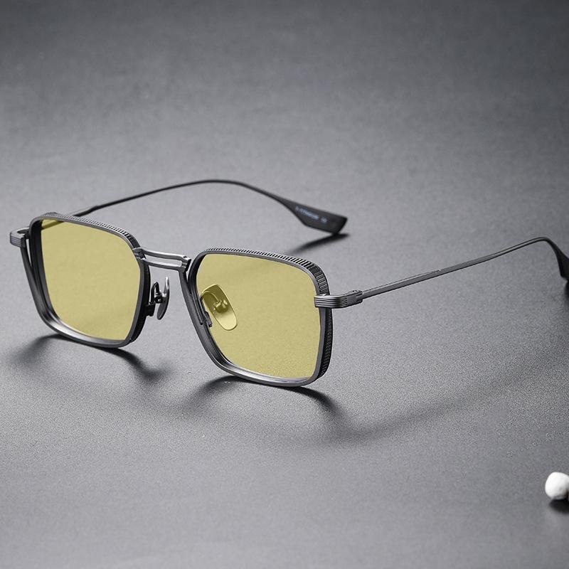 Non-polarized Alloy Night Vision Changing Sun Glasses Women Men Retro Square Large Frame Eyeglasses Female Sunglasses