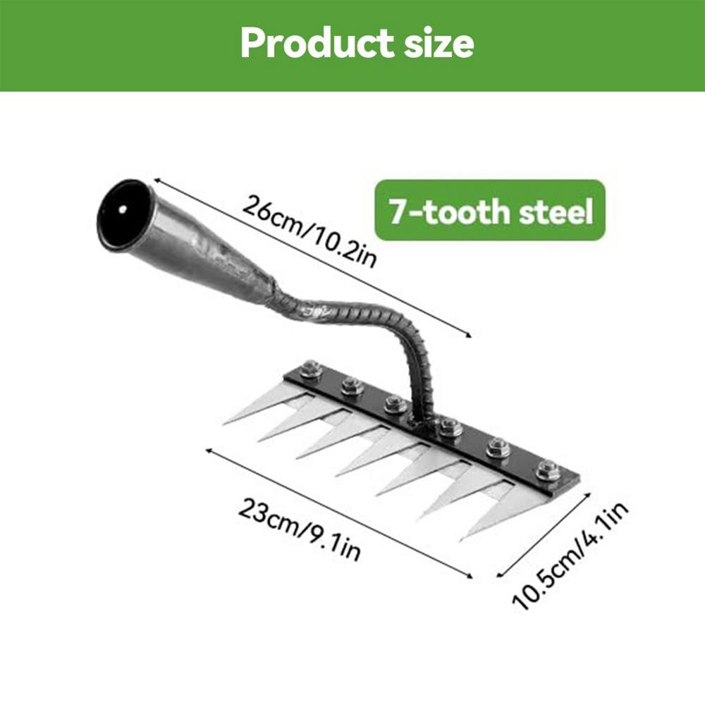 7/8 Teeth Carbon Steel Garden Hand Rake Farm Tool Weeding Scarifier Agricultural Nail Harrow Metal Harrow Garden Weeding Tool
