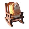 Small Hand-Carved Wooden Animal Figurine Cute Rocking Chair Cat/Dog/Fox Statue for Desk Home Office Decor