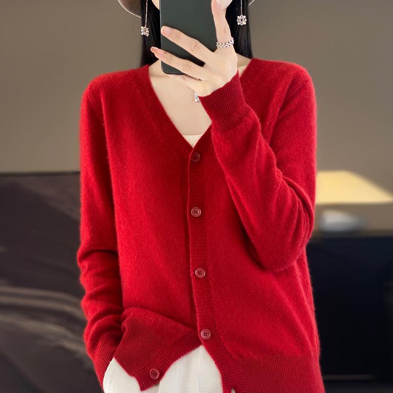 

DAFIFY Женская мода повседневная осень-зима однотонный принт длинный рукав V-образный вырез свитера XXL