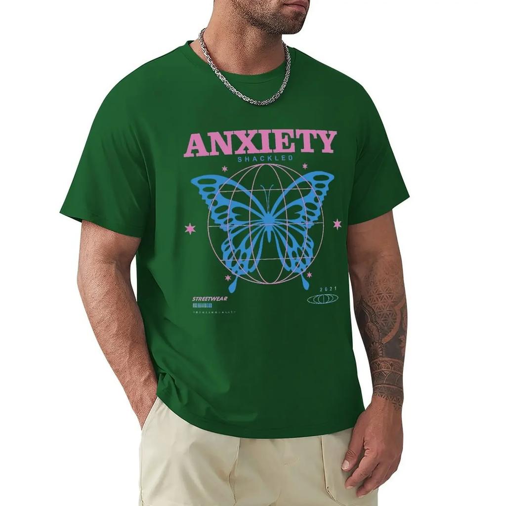 Anxiety, Butterfly Design T Shirt Harajuku Short Sleeve T-shirt 100% Cotton Graphics Tshirt Tops