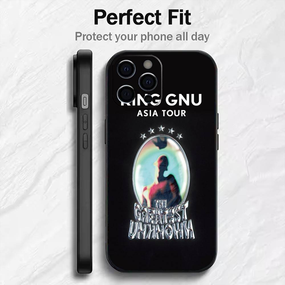 The Band K-King-G-Gnu Printed Phone Case For iPhone17,16,15,14,13,12 Plus,Max Soft Silicone Black Cover