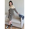 Premium Temperament Celebrity Fashion Knitted Long-sleeved Sweater Sweater Medium and Long Dress