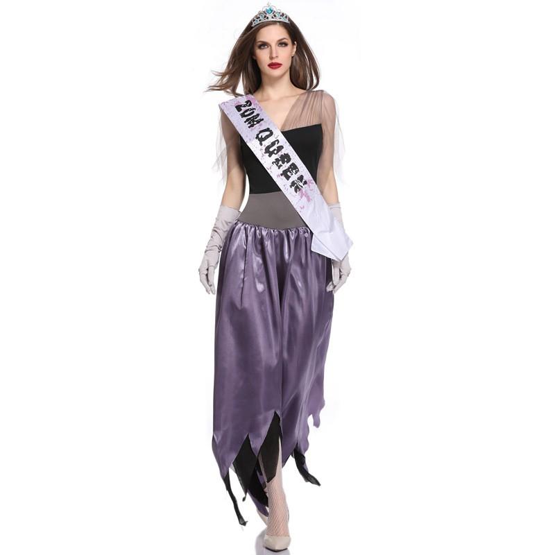 Zombie Queen Costume Vampire Bride Dress Halloween Party Cosplay