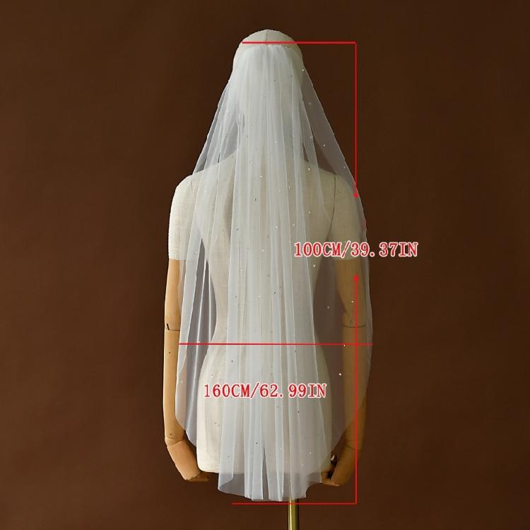 Sheer Bridal Hair Veils With Sparkling Crystal Rhinestones And Secure Hair Comb For Outdoor Wedding Ceremony Dressingup