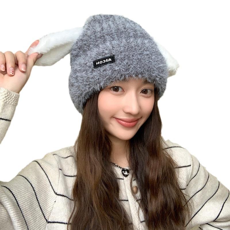 Korean New Autumn and Winter Hat for Women Cute Puppy Ear Knitted Wool Hat for Winter Warmth Student Ear Protection Cold Hat
