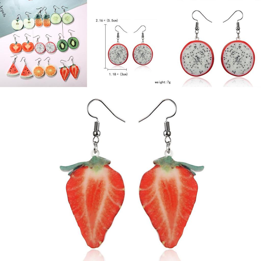 Fresh Fruit Acrylic Earrings For Women Summer Fashion Stylish Jewelry