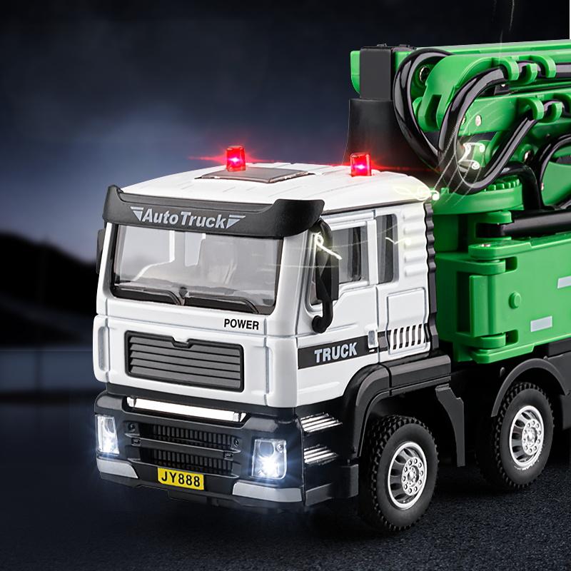 1/50 Cement Concrete Pump Truck Engineering Vehicle Ladder Trucks Toy Car Sound Light Pull Back Doors Opened Vehicle Collection