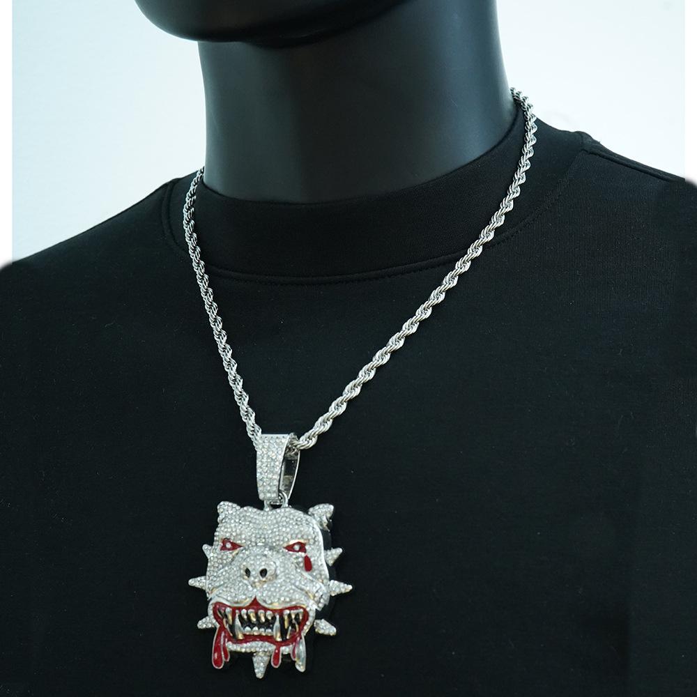 Trendy Bulldog Pendant with 5mm Rope Chain - Hip Hop Men's Necklace