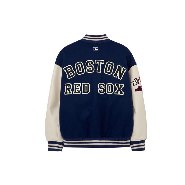 MLB Color Block Letter Print Single-Breasted Baseball Jacket Unisex Jackets Navy-Blue 3AJPV0131-43NYS