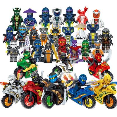 24 Peças Personagens de Anime Figuras Ninja Garmadon Jay Lloyd Samukai Cole Harumi Ultra Violeta Cobra de Fogo Blocos de Construção Brinquedos para Crianças