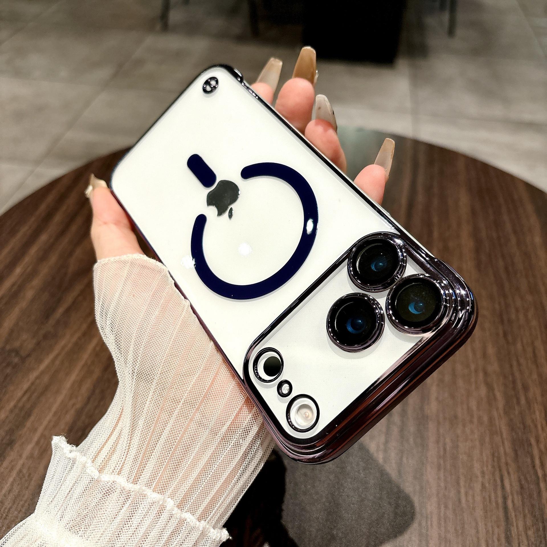 

Electroplating Edgeless Model for IPhone17 Promax Mobile Phone Case Magnetic Attraction for Apple 16 Ultra-thin Heat Dissipation Transparent Hard Case For iPhone13Promax