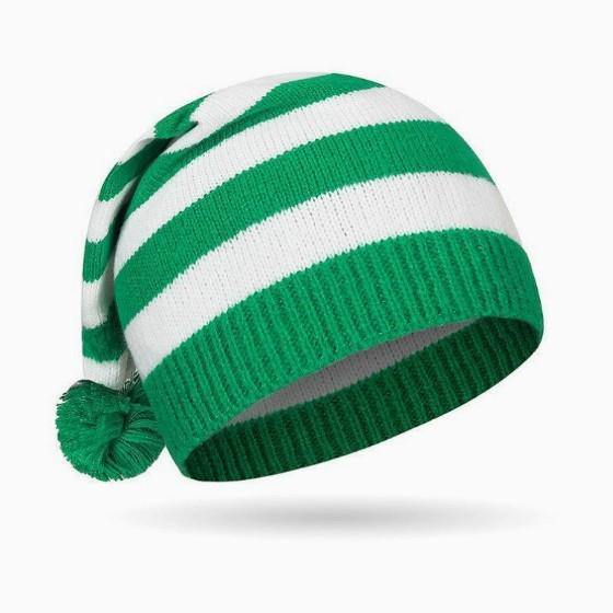 New parent-child red Christmas hat striped hat women's holiday wool hat hot-selling knitted Christmas hat women