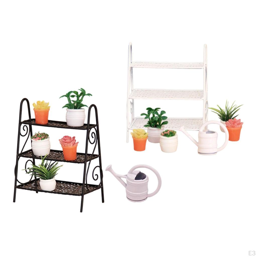 Dollhouse Accessories Doll House Decor Mini Plant Stand Set Micro Landscape Photo Props