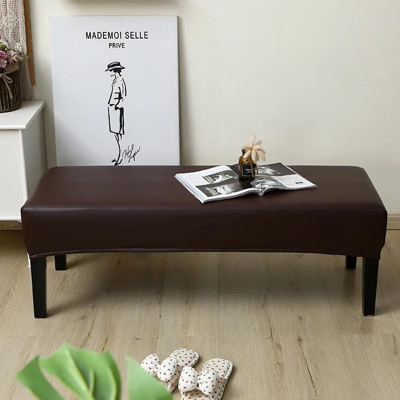 Waterproof Dining Bench Cover PU Stretch Washable Upholstered Bench Slipcover Seat Protector Bench Covers for Dining Room