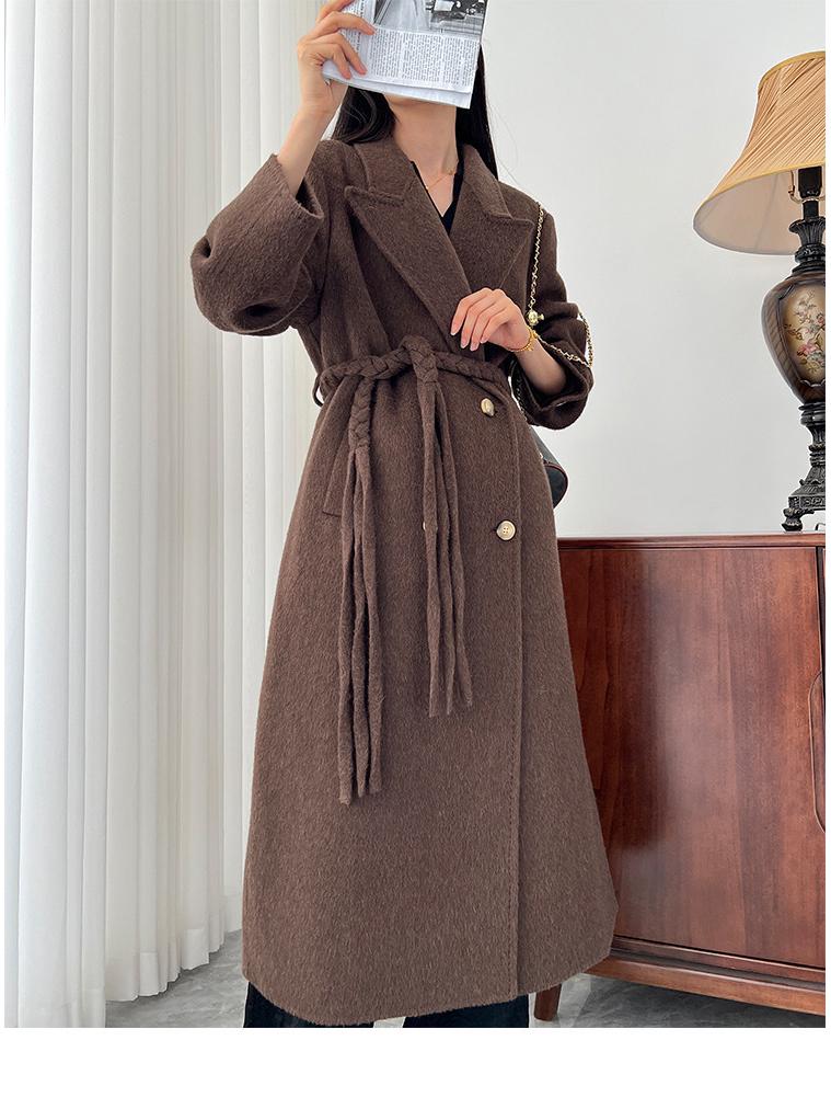 Dámský oboustranný kašmírový vlněný kabát - 2025 podzim/zima korejský módní styl.