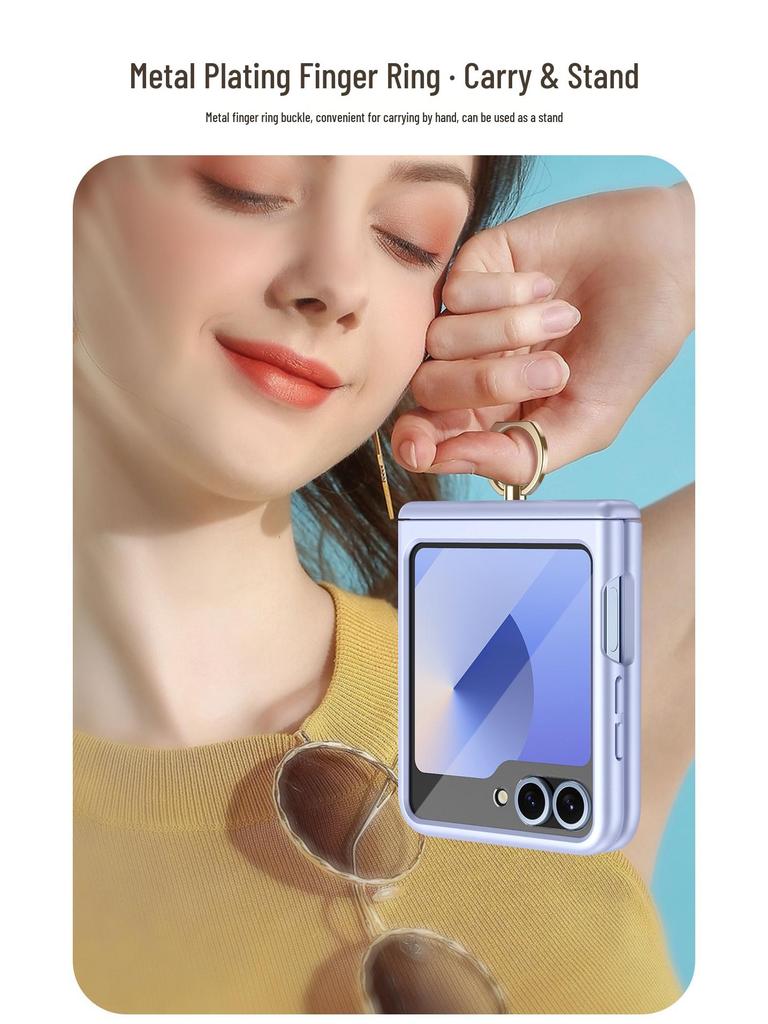 Samsung ZFlip6/5 All-Inclusive Scharnier-Schutzhülle mit Ringhalter & Folie