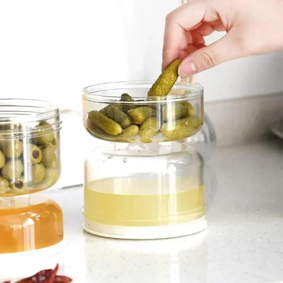 1 Pcs Home Storage Sealed Jar For Pickle Kitchen Wet And Dry Separation Pickle Box Strainer Container Multifu Storages Food