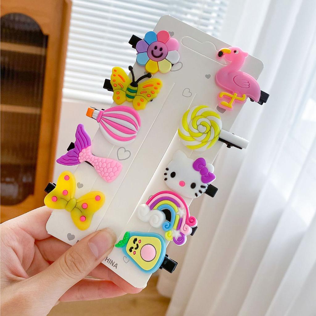 10 bucăți/set noi agrafe de păr cu unicorn drăguț de desene animate pentru fete, agrafe de păr colorate, dulci, pentru copii, accesorii de păr pentru fete