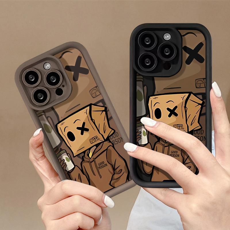 Cartoon Box Man Pattern Phone Case For Samsung Galaxy S25 Ultra S24 FE S23 Plus S22 S21 FE S20 FE Shockproof Silicon Funda Cover
