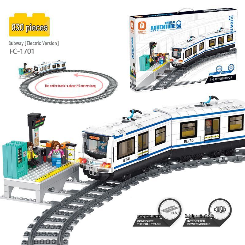 Popular Children's Educational Subway Train Model Building Blocks Toy Set