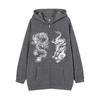 Women's Dragon Print Zipper Hoodie, 2025 European & American Trendy Loose Fleece Jacket