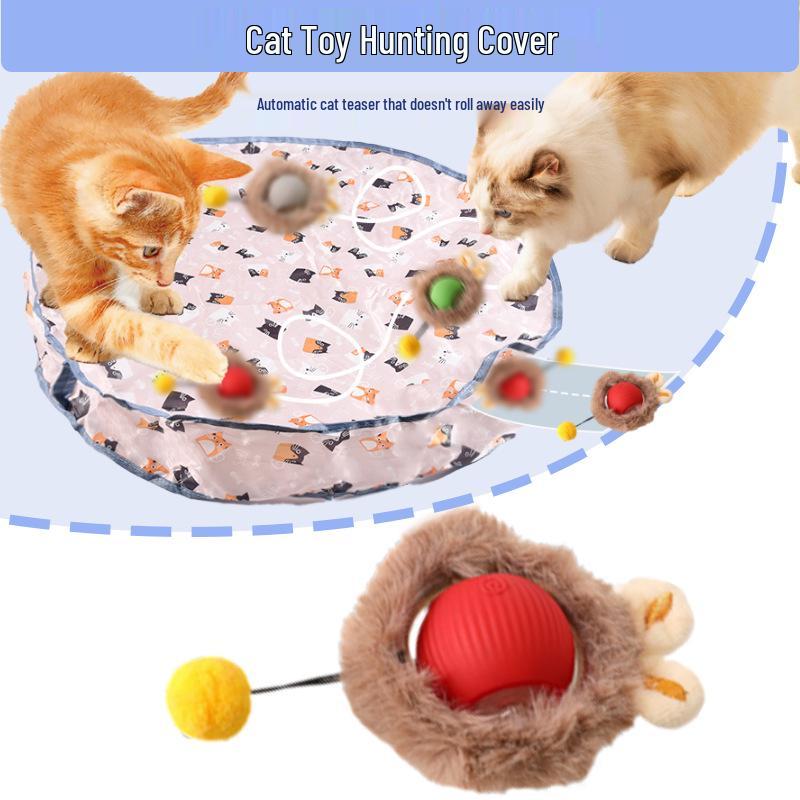 Bite-Resistant Automatic Cat Teasing Toy Ball with Rope for Boredom Relief