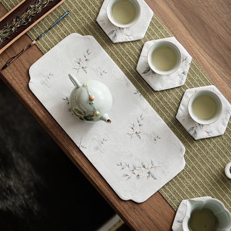 Chinese-style osmanthus tea banquet waterproof cotton and linen cloth Chinese-style tea table tea fabric tea table mat