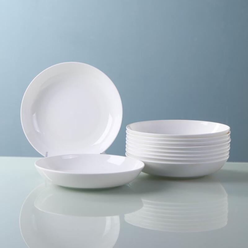 Jingdezhen Underglaze Pure White 7-Inch Ceramic Dinner Plates (10-Pack)