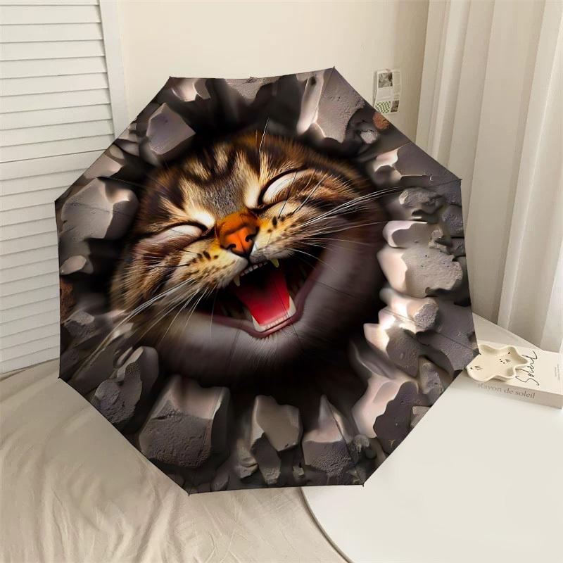 

1PC cat roar Umbrella-8-Rib Reinforced, Automatic Open, Lightweight & Durable, Cute Fashion Accessory for Outdoor-W175
