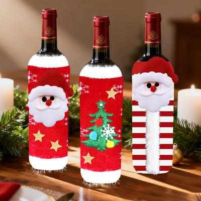 Nouveau set de bouteilles de vin de Noël européen et américain pour la décoration d'ambiance de la maison et de la salle à manger, set de vin