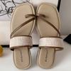 Fashion Fashion Weaving Narrow Band Flat Sandals Women Summer Square Toe Clip Toe Designer Shoes Simple Non-slip Vacation Beach Shoes
