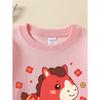 Kids Sweatshirt Crewneck Sweatshirt Red Horse with Golden Flowers And Clouds Machine Washable, Spring And Autumn