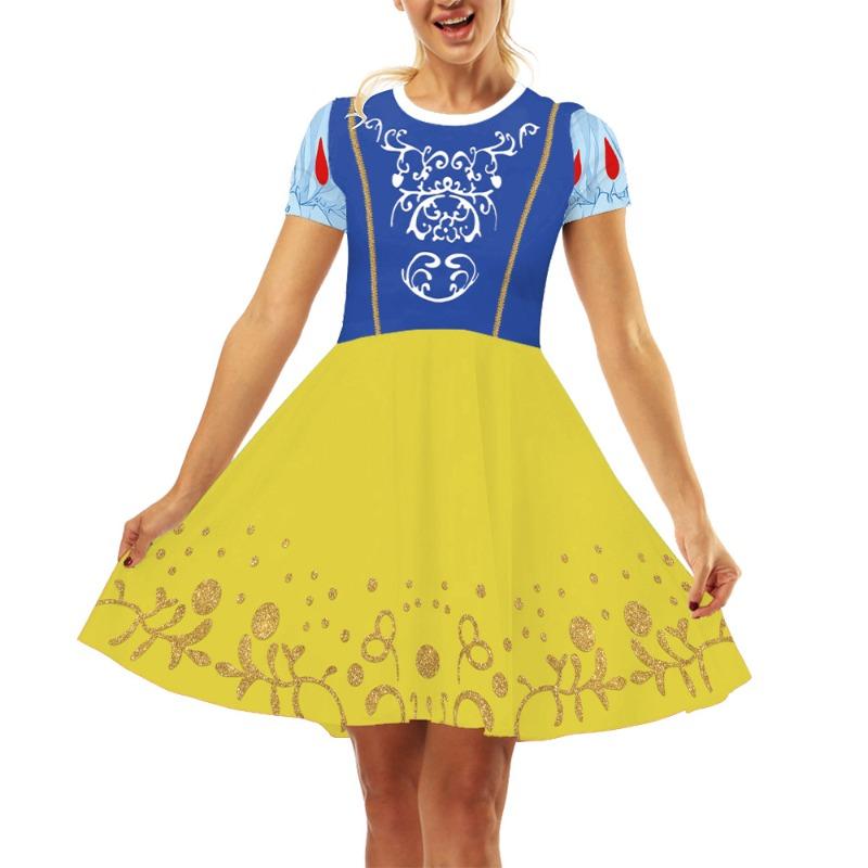 Halloween Snow White Digital Print Women's Dress Crew Neck Casual Women's Skirt