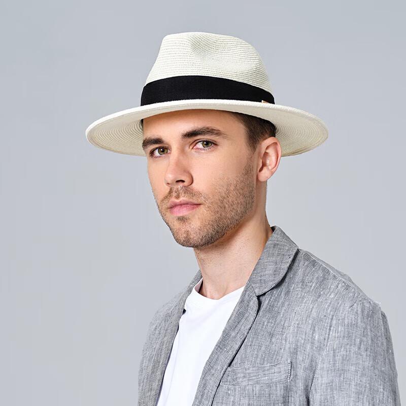 Siggi Men s Flat Top Straw Sun Hat 57-60CM лунный белый