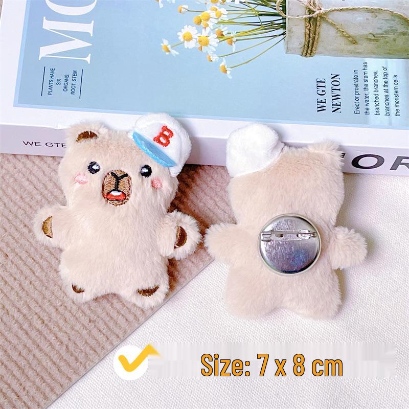 Capybara Plush Keychain with Baseball Cap - Cute Bag Decoration Doll Accessory