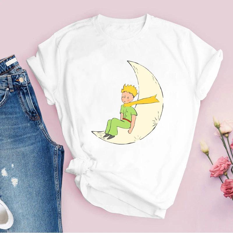2024 New Arrival Little Prince Printed T Shirt Round Neck Short Sleeve Tshirt FeUnisex Harajuku Ladies Tshirts Casual Tee