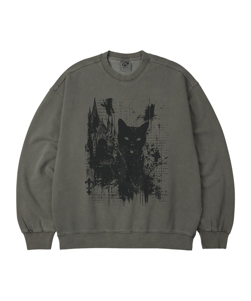 WILDROCK Gothic Castle Cat Pigment Oversized Sweatshirt_5 Col