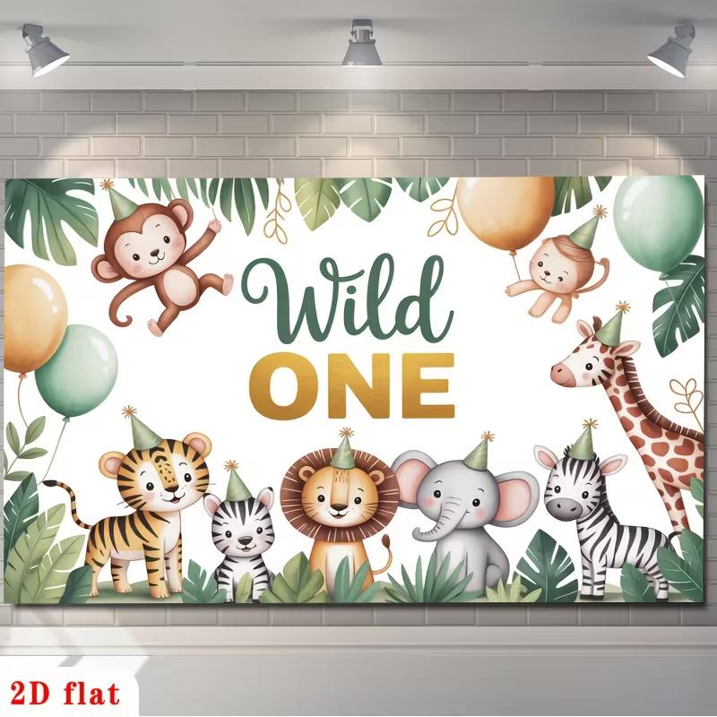 2D Wild One First Birthday Backdrop Woodland Animal Photoshoot Background