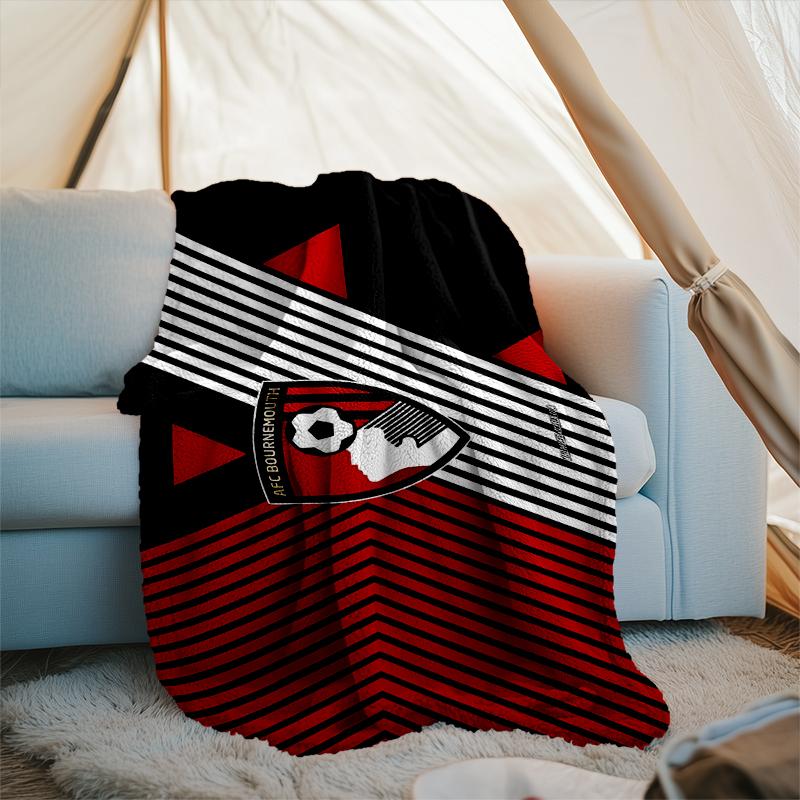 1PC Soccer Ball Afc Crest Printed Soft Flannel Blanket Throw for Adult Bedroom Living Room Sofa Camping Travel Fan Gifts Christmas Gifts