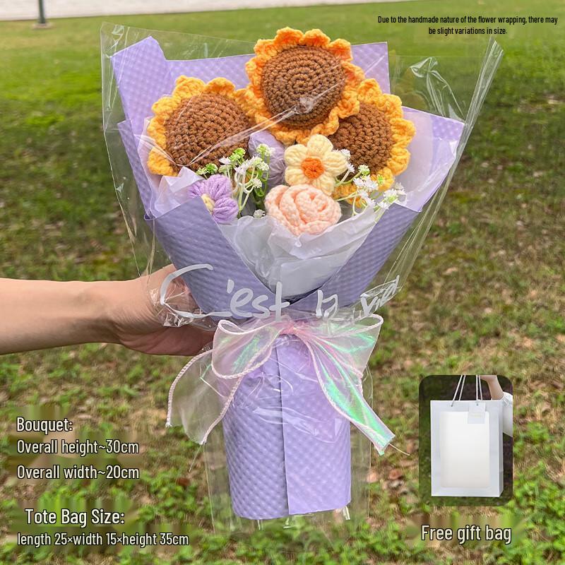 OJW Hand-Knitted Artificial Flower Bouquet