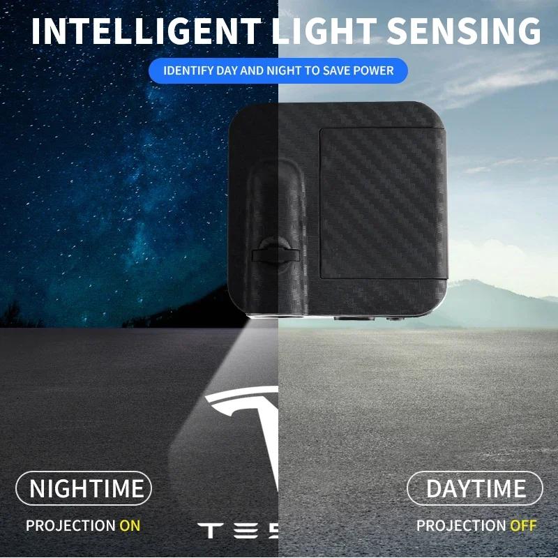Car Sticker 2025 New Tesla 1/2pc Car Door Projector LED Welcome Lights Decor For Tesla 3 S X Y Roadster Invader Coil Mod WYE Bon