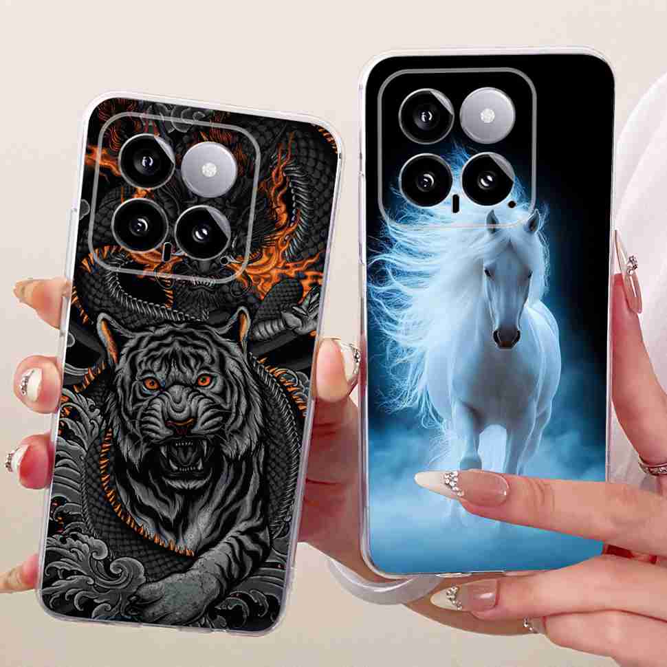 For Xiaomi Mi 14 5G 23127PN0CC Case Fashion Dragon Butterfly Silicone TPU Cover For Xiaomi Mi14 5G 6.36" 23127PN0CG Phone Shell