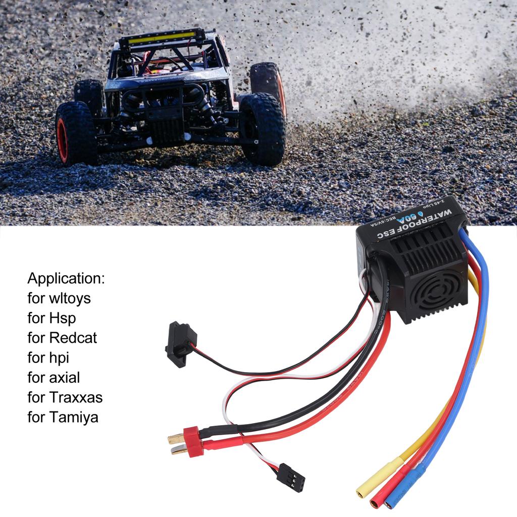 RC Car ESC 60A Waterproof Brushless Remote Control Car Electronic Speed Controller Replacement