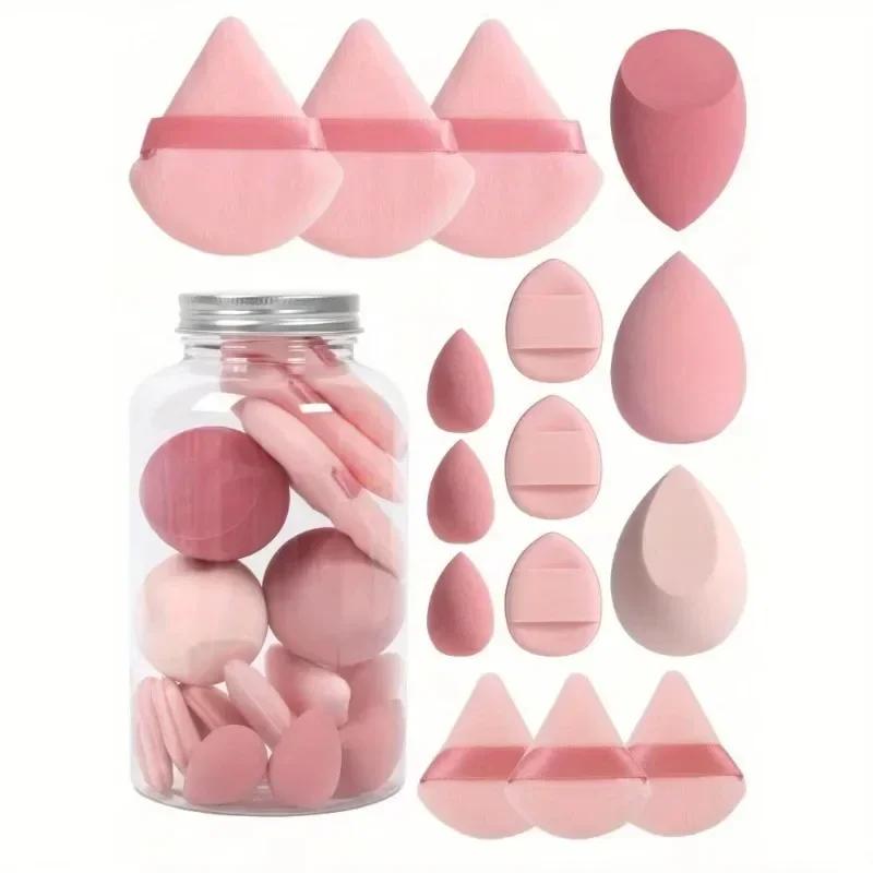 15pcs New Beauty Egg Drift Bottle 15-piece Powder Puff Set Beauty Egg Thumb Puff Cotton Puff Mini Puff Set