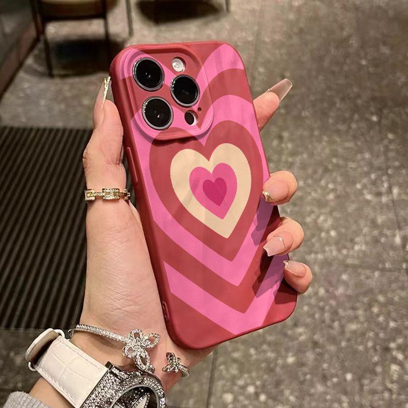 Pink Love Ring iPhone17promax Mobile Phone Case for Apple 16promax Pleats 14 Matte 15