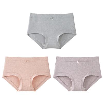 Yiershuang Women's Mid-Waist Silk Crotch Antibacterial Briefs 3-Pack