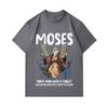 Men's 100% Cotton Crew Neck Short Sleeve T-Shirt, Funny Moses Tablet Cloud Data Print Casual Graphic Tee, Comfortable Breathable Summer Tops for Daily